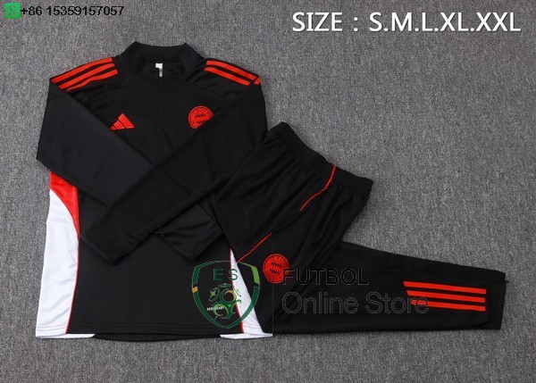 Conjunto Completo Sudadera Entrenamiento Bayern Munich 25/2026 Negro Rojo