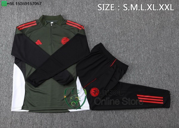 Conjunto Completo Sudadera Entrenamiento Bayern Munich 25/2026 Verde Marino Negro