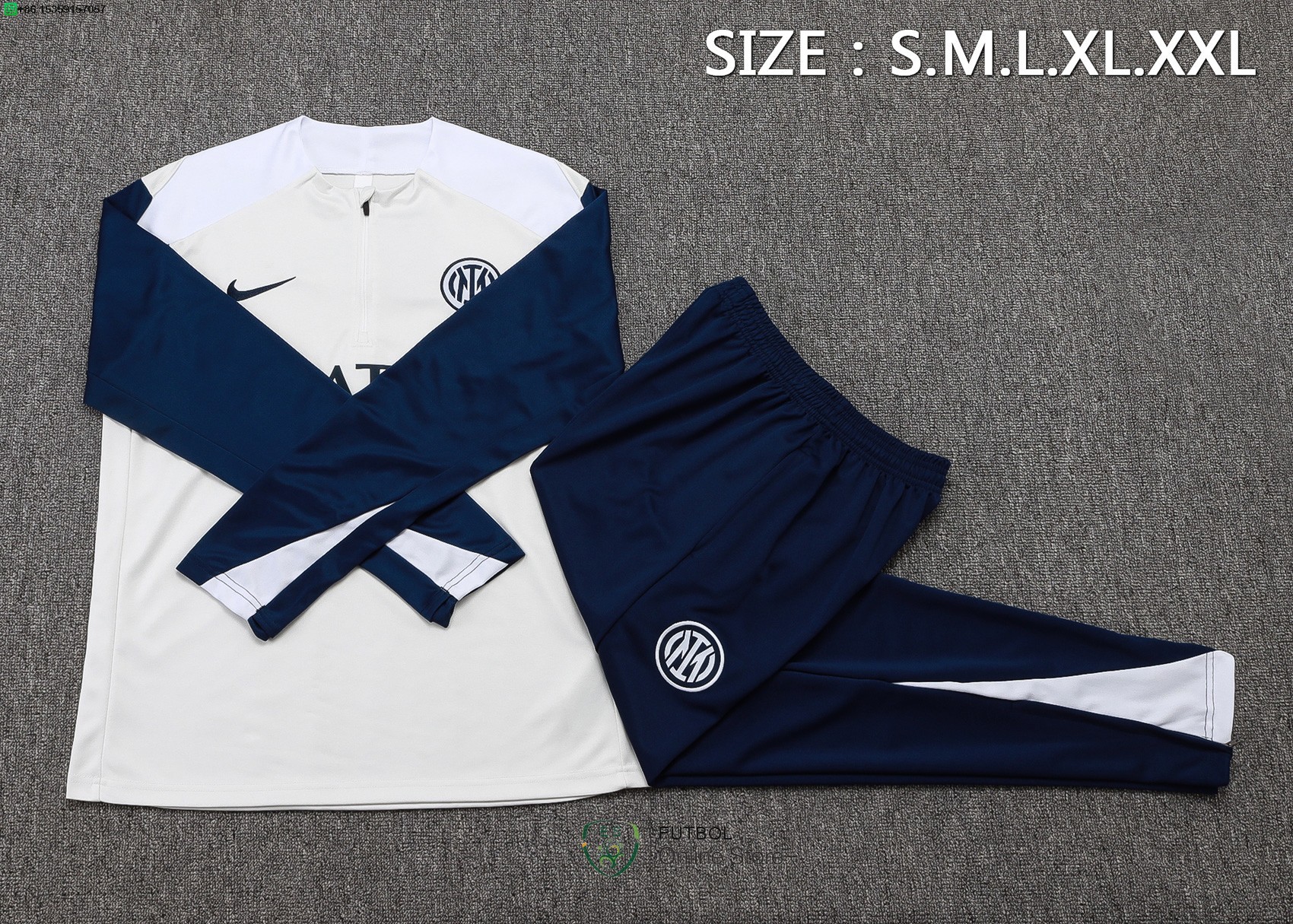 Conjunto Completo Sudadera Entrenamiento Inter Milan 25/2026 Blanco Azul