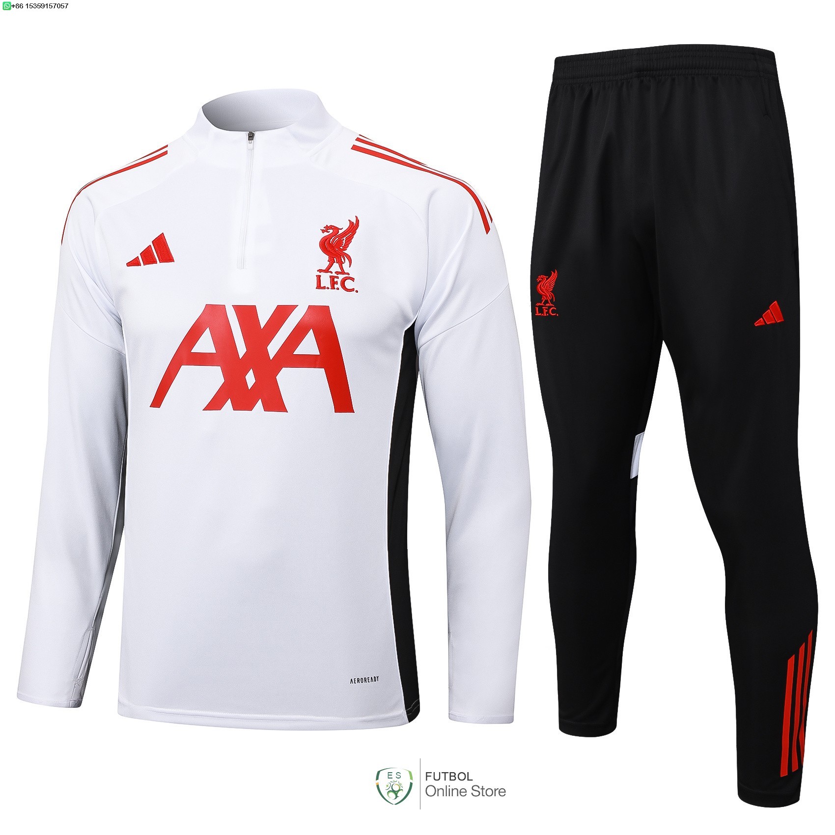 Conjunto Completo Sudadera Entrenamiento Liverpool 25/2026 Blanco Rojo Negro Conjunto Completo Sudadera Entrenamiento Liverpool 25/2026 Blanco Rojo Negro