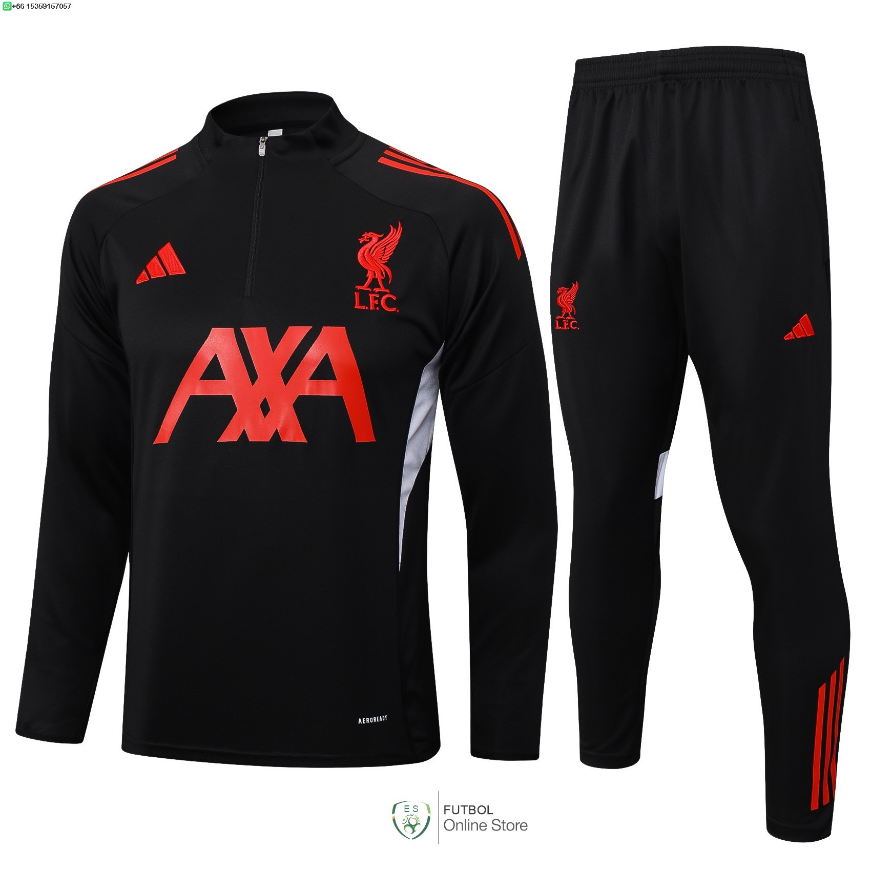 Conjunto Completo Sudadera Entrenamiento Liverpool 25/2026 Negro Rojo Conjunto Completo Sudadera Entrenamiento Liverpool 25/2026 Negro Rojo