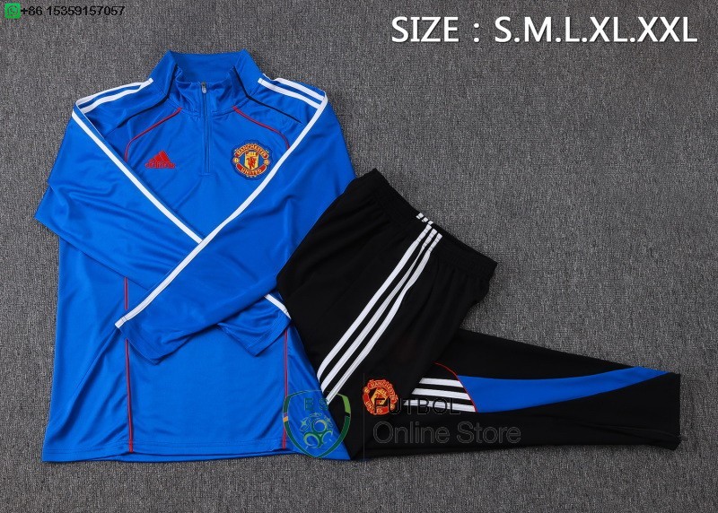 Conjunto Completo Sudadera Entrenamiento Manchester United 25/2026 Azul Negro