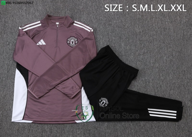 Conjunto Completo Sudadera Entrenamiento Manchester United 25/2026 Purpura Negro