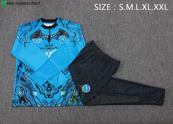 Conjunto Completo Sudadera Entrenamiento Napoli 25/2026 Azul Negro