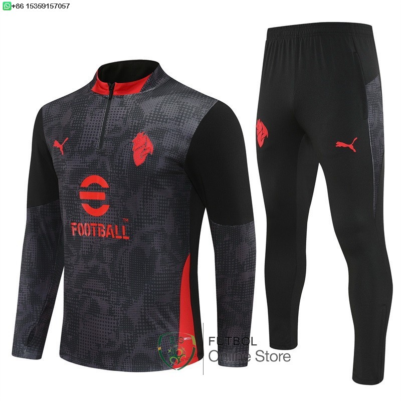 Conjunto Completo Sudadera Entrenamiento Ninos AC Milan 25/2026 Negro Rojo