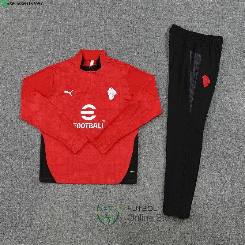 Conjunto Completo Sudadera Entrenamiento Ninos AC Milan 25/2026 Rojo Negro