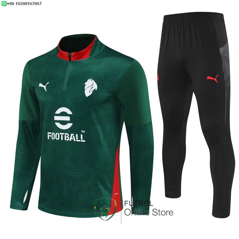 Conjunto Completo Sudadera Entrenamiento Ninos AC Milan 25/2026 Verde Negro