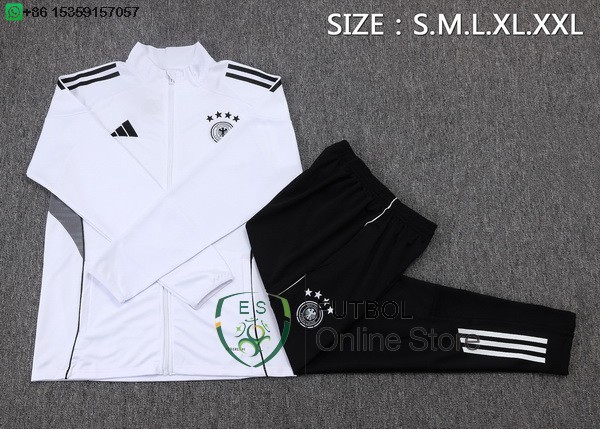 Conjunto Completo Sudadera Entrenamiento Ninos Alemania 2025 Blanco I Negro