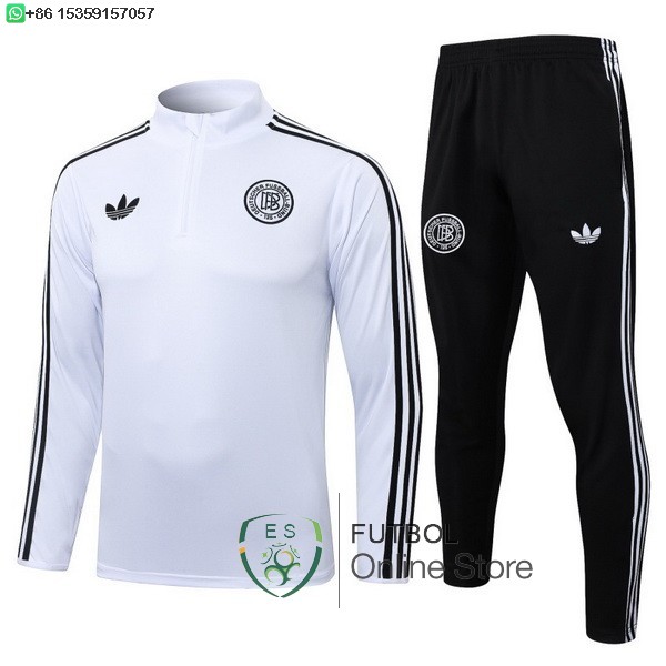 Conjunto Completo Sudadera Entrenamiento Ninos Alemania 2025 Blanco Negro