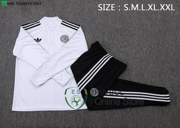Conjunto Completo Sudadera Entrenamiento Ninos Alemania 2025 Blanco Negro