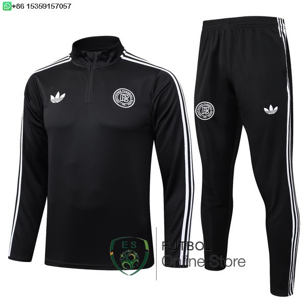 Conjunto Completo Sudadera Entrenamiento Ninos Alemania 2025 Negro I Blanco