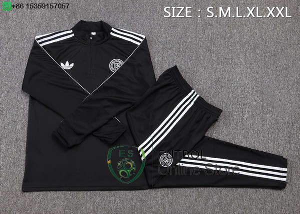 Conjunto Completo Sudadera Entrenamiento Ninos Alemania 2025 Negro I Blanco