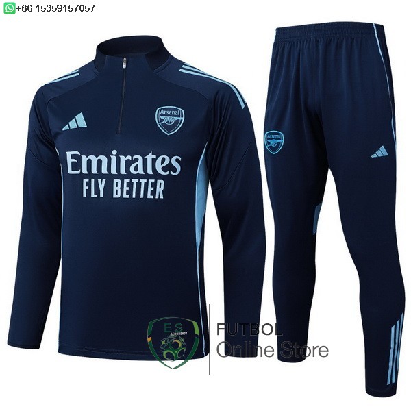 Conjunto Completo Sudadera Entrenamiento Ninos Arsenal 25/2026 Azul Marino
