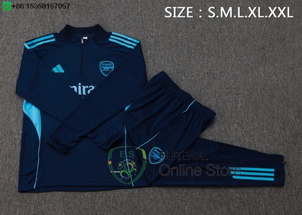 Conjunto Completo Sudadera Entrenamiento Ninos Arsenal 25/2026 Azul Marino
