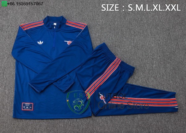 Conjunto Completo Sudadera Entrenamiento Ninos Arsenal 25/2026 Azul Marino Rojo