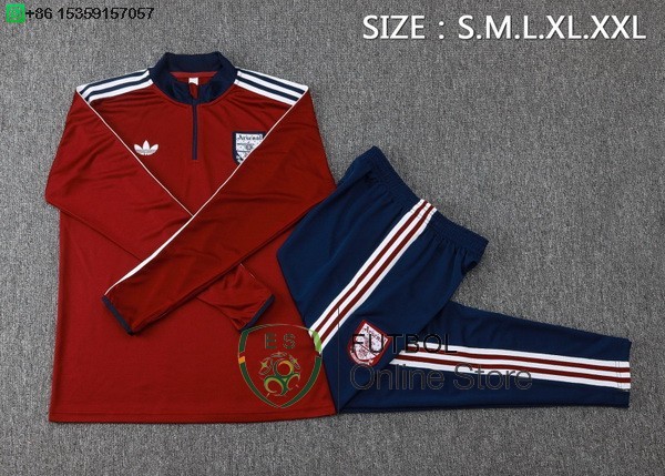 Conjunto Completo Sudadera Entrenamiento Ninos Arsenal 25/2026 Rojo Azul Marino