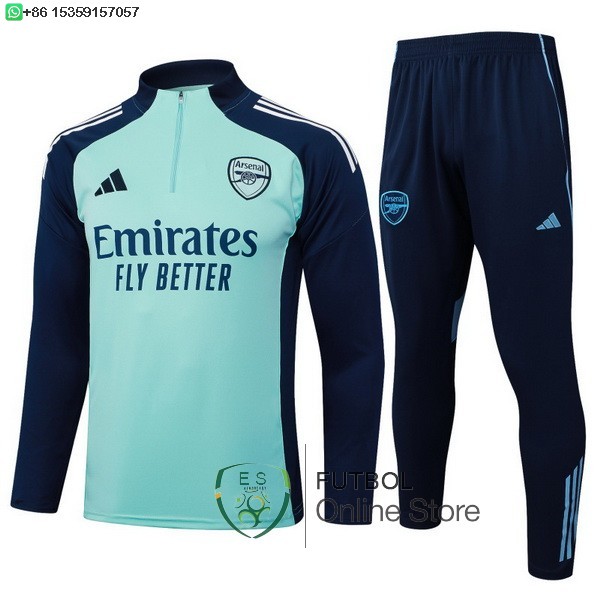 Conjunto Completo Sudadera Entrenamiento Ninos Arsenal 25/2026 Verde Azul Marino