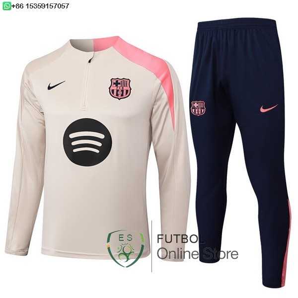 Conjunto Completo Sudadera Entrenamiento Ninos Barcelona 25/2026 Amarillo Rosa