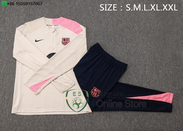 Conjunto Completo Sudadera Entrenamiento Ninos Barcelona 25/2026 Amarillo Rosa