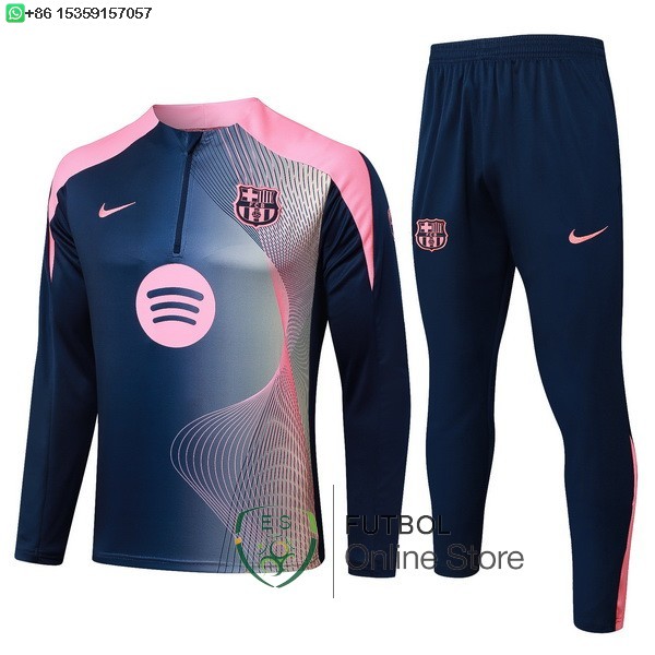Conjunto Completo Sudadera Entrenamiento Ninos Barcelona 25/2026 Azul Marino I Rosa