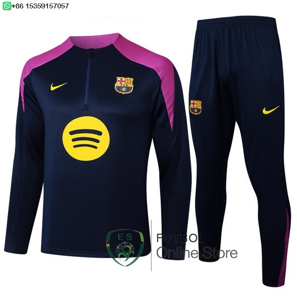 Conjunto Completo Sudadera Entrenamiento Ninos Barcelona 25/2026 Azul Marino Purpura