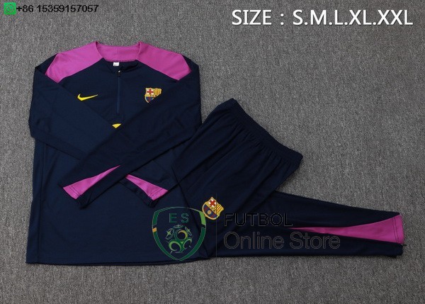 Conjunto Completo Sudadera Entrenamiento Ninos Barcelona 25/2026 Azul Marino Purpura