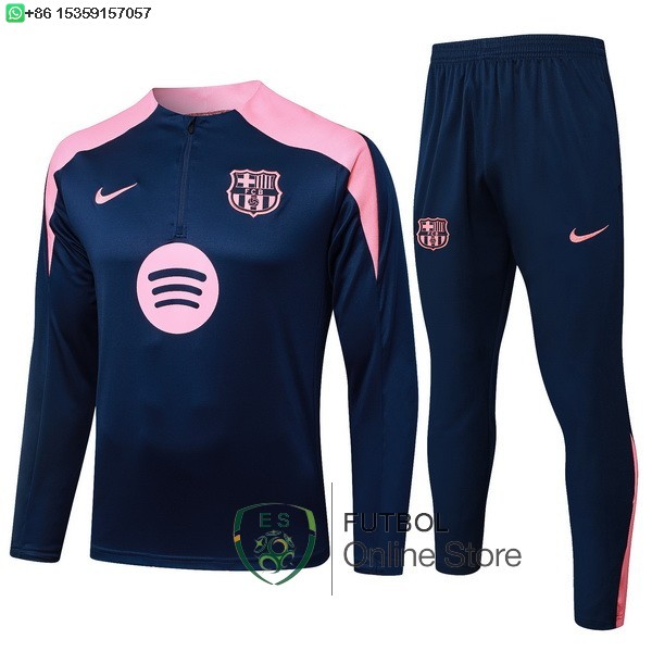 Conjunto Completo Sudadera Entrenamiento Ninos Barcelona 25/2026 Azul Marino Rosa