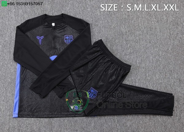 Conjunto Completo Sudadera Entrenamiento Ninos Barcelona 25/2026 Negro I Purpura