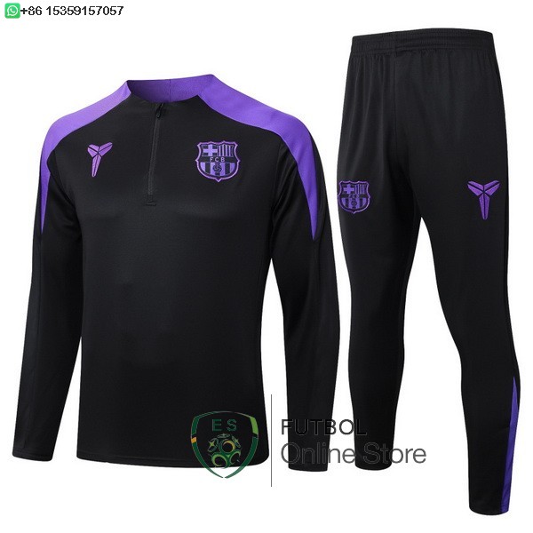 Conjunto Completo Sudadera Entrenamiento Ninos Barcelona 25/2026 Negro Purpura