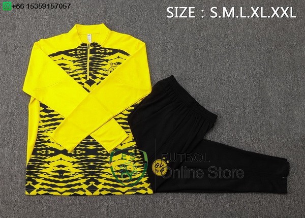Conjunto Completo Sudadera Entrenamiento Ninos Borussia Dortmund 24/2025 Amarillo Negro
