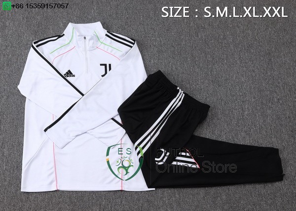 Conjunto Completo Sudadera Entrenamiento Ninos Juventus 25/2026 Blanco Negro