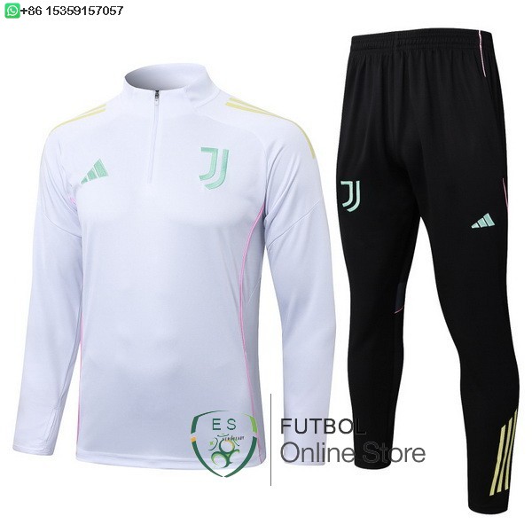 Conjunto Completo Sudadera Entrenamiento Ninos Juventus 25/2026 Blanco Rosa Negro