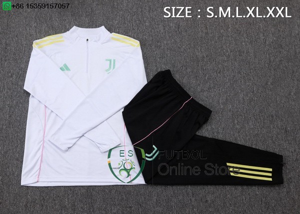 Conjunto Completo Sudadera Entrenamiento Ninos Juventus 25/2026 Blanco Rosa Negro