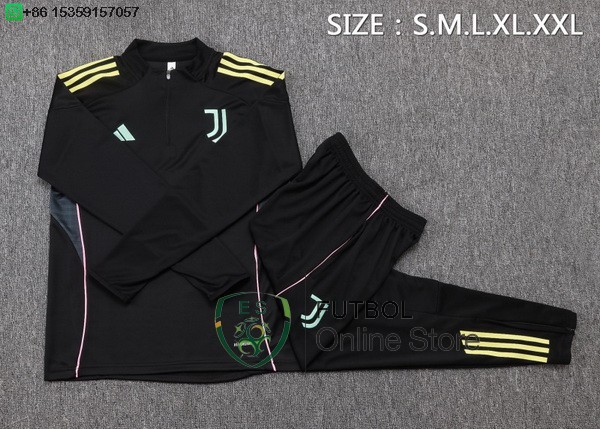 Conjunto Completo Sudadera Entrenamiento Ninos Juventus 25/2026 Negro Rosa
