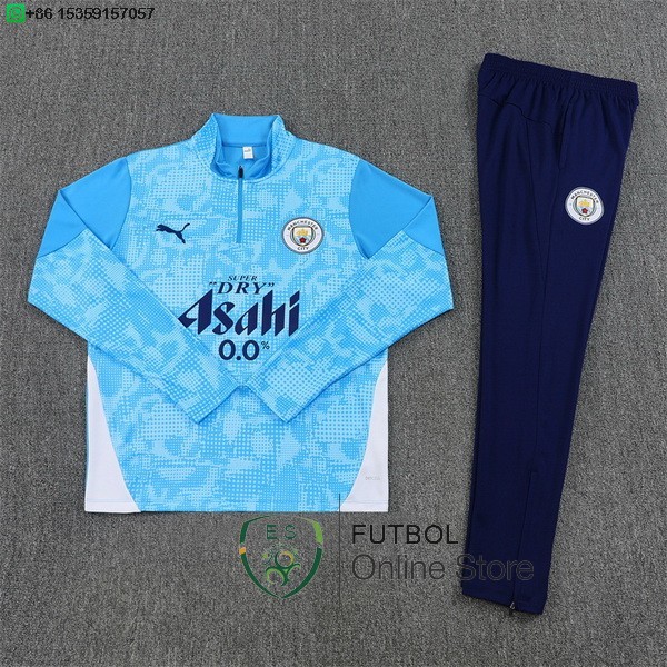 Conjunto Completo Sudadera Entrenamiento Ninos Manchester City 25/2026 Azul