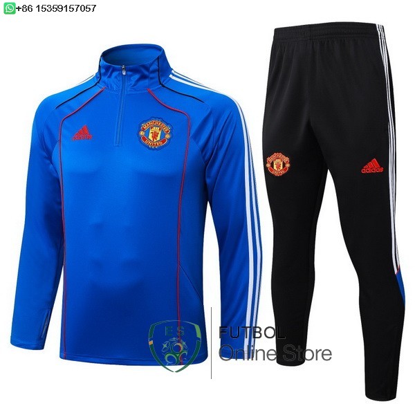 Conjunto Completo Sudadera Entrenamiento Ninos Manchester United 25/2026 Azul Negro