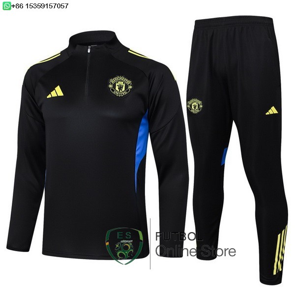 Conjunto Completo Sudadera Entrenamiento Ninos Manchester United 25/2026 Negro Amarillo