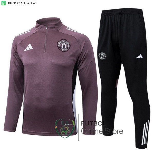 Conjunto Completo Sudadera Entrenamiento Ninos Manchester United 25/2026 Purpura Negro