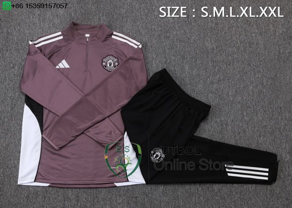 Conjunto Completo Sudadera Entrenamiento Ninos Manchester United 25/2026 Purpura Negro