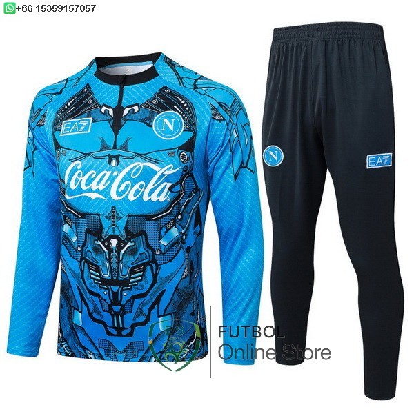 Conjunto Completo Sudadera Entrenamiento Ninos Napoli 25/2026 Azul Negro