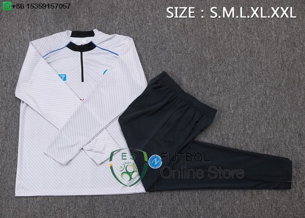 Conjunto Completo Sudadera Entrenamiento Ninos Napoli 25/2026 Blanco Negro