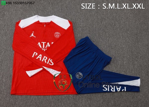 Conjunto Completo Sudadera Entrenamiento Ninos Paris Saint Germain 25/2026 Rojo Blanco Azul