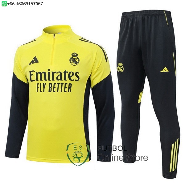 Conjunto Completo Sudadera Entrenamiento Ninos Real Madrid 25/2026 Amarillo Negro