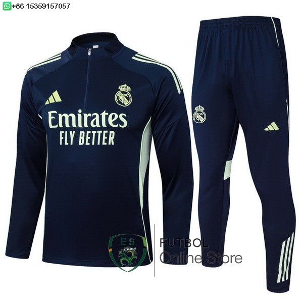 Conjunto Completo Sudadera Entrenamiento Ninos Real Madrid 25/2026 Azul Marino