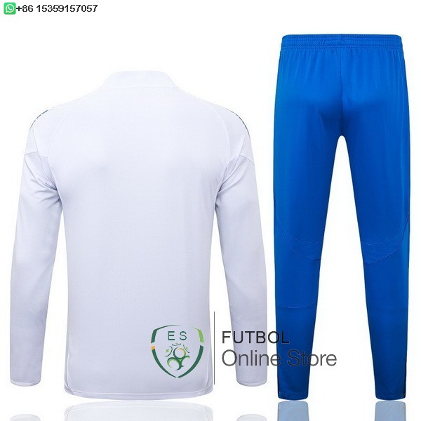 Conjunto Completo Sudadera Entrenamiento Ninos Real Madrid 25/2026 Blanco Azul
