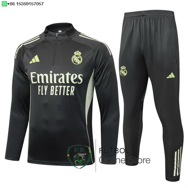 Conjunto Completo Sudadera Entrenamiento Ninos Real Madrid 25/2026 Gris Verde