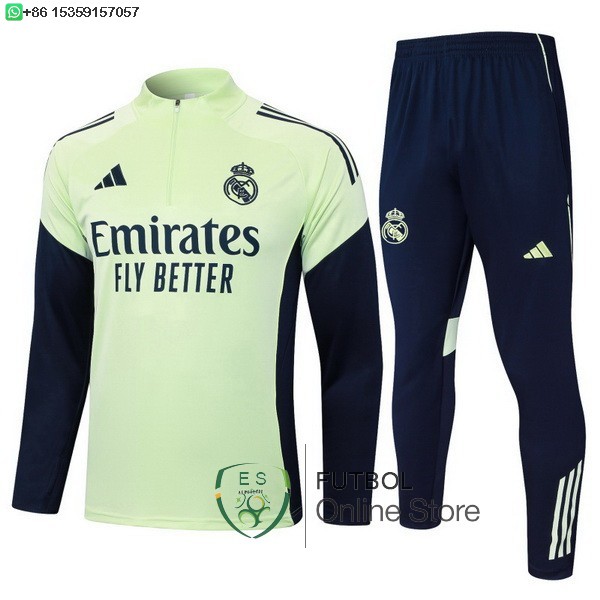 Conjunto Completo Sudadera Entrenamiento Ninos Real Madrid 25/2026 Verde Claro