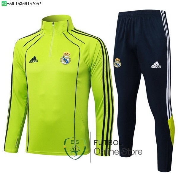 Conjunto Completo Sudadera Entrenamiento Ninos Real Madrid 25/2026 Verde Negro