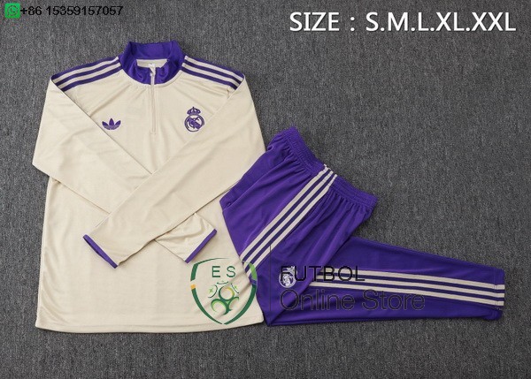 Conjunto Completo Sudadera Entrenamiento Real Madrid 25/2026 Amarillo Purpura