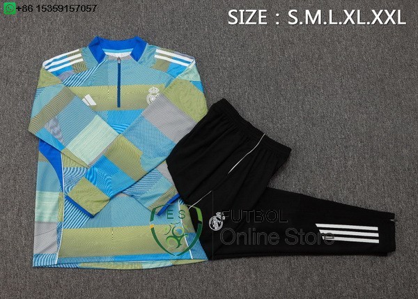 Conjunto Completo Sudadera Entrenamiento Real Madrid 25/2026 Azul Amarillo Negro